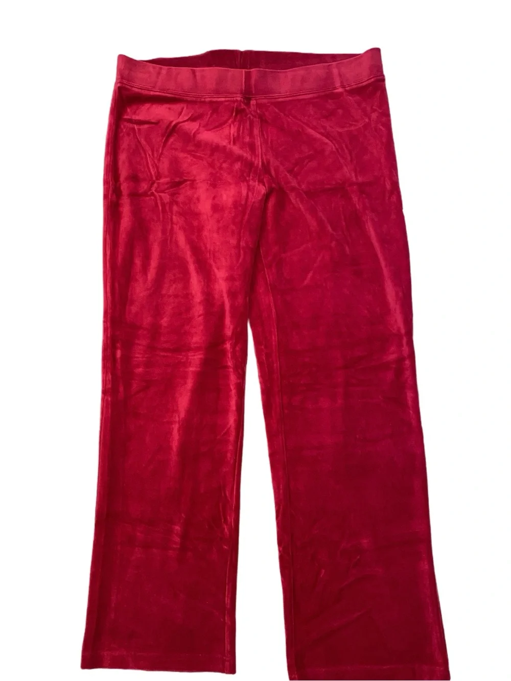 Women's Wide Leg Pants - Navy and Red Velour Size L